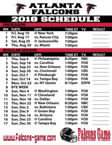 Falcons Game schedule